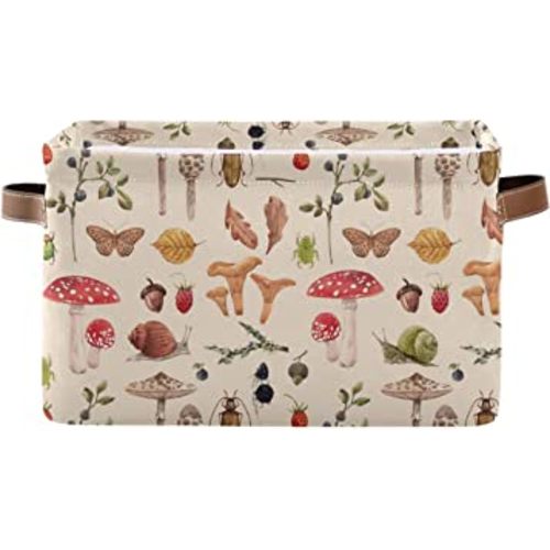 Mushroom Rectangle Storage Basket Collapsible Storage Bin for Nursery Toys Books Waterproof Baskets for Closet Shelves Bedroom Decor