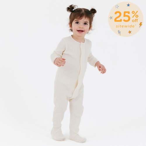 whipped cream ribbed cotton magnetic parent favorite footie – Magnetic Me