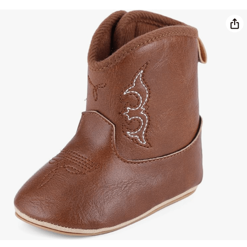 MK MATT KEELY Leather Western Boots Cowboy Bootie Soft Sole Non-Slip Crib Shoes for Baby Infant Toddler Girls Boys Newborn