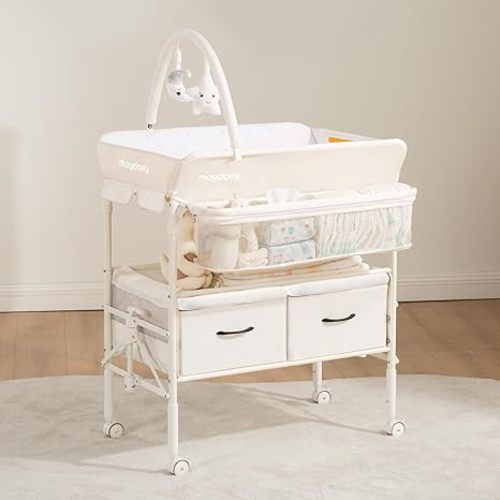 Maydolly Baby Changing Table, Maydolly Portable Foldable Changing Table, Waterproof Diaper Changing Station, Adjustable Height Changing Station, Mobile Nursery for Newborn and Infant