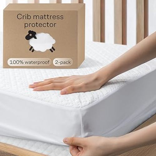 Niagara Crib 2 Pack 100% Waterproof Mattress Protector, Soft Breathable Crib Mattress Protector with Deep Pocket, Crib Mattress Pad for Toddler and Baby (52x28, White) - Viscose Made from Bamboo
