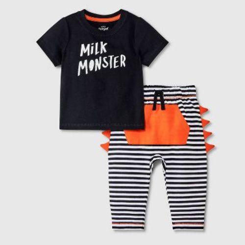 Baby Bloomer Milk Monster Top & Bottom Set - Cat & Jack™ Black Newborn