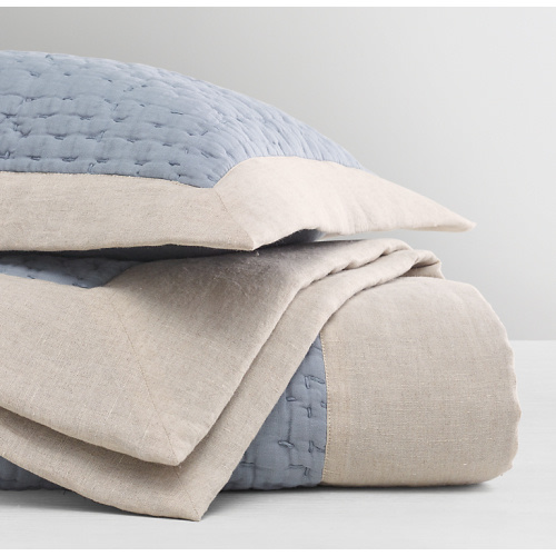 Linen-Bordered Ultra-Fine Organic Cotton Toddler Quilt | RH Baby & Child