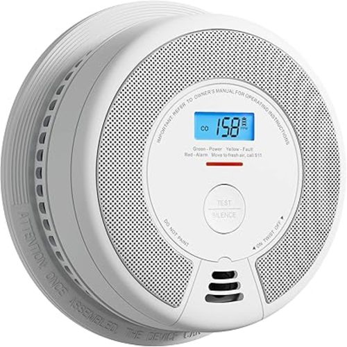 X-Sense 10-Year Battery Combination Smoke Carbon Monoxide Alarm Detector with Large LCD Display (Standalone Model)