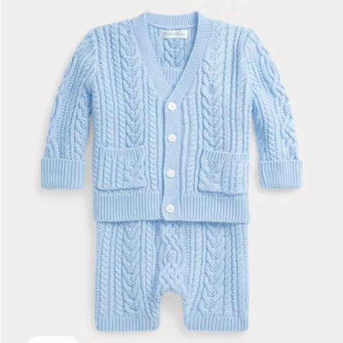 Cable Cotton Cardigan & Shortall Set