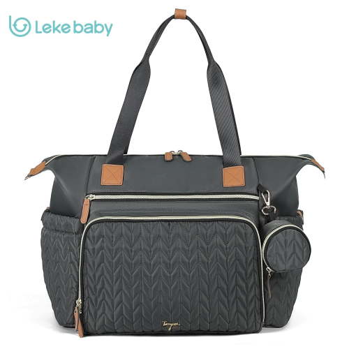 Lekebaby Diaper Bag Tote, Travel Diaper Bags with Changing Pad & 16 Pockets, Hospital Bag for Labor Delivery Baby Bag for Mom, Deep Gray
