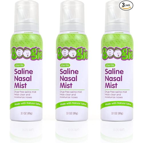 Boogie Mist Baby Saline Nasal Spray, Allergy Relief, Nasal Decongestant, FSA/HSA Eligible, Made with Saline, Unscented, 3.1 Ounce (Pack of 3)…