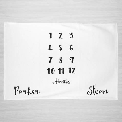 Twin Baby Month Milestone Blanket, Pick any color, Twins Personalized Baby Blanket - Track Growth and Age - Baby Shower Gift