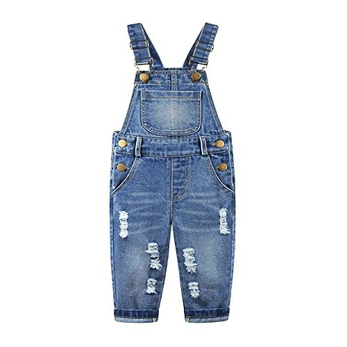 KIDSCOOL SPACE Baby Girl Boy Jean Overalls,Little Kid Bib Pocket Denim Workwear