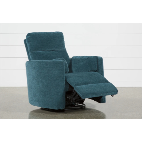 Rayna Peacock Blue Nursery 40" Power Swivel Glider Recliner With USB | Living Spaces