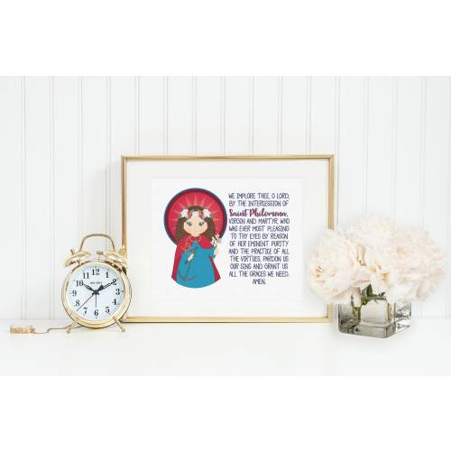 Saint Philomena prayer print. Saint Philomena Wall Art Poster. Nursery Prayer Print. Catholic Poster. Baptism Gift. Prayer to Philomena.