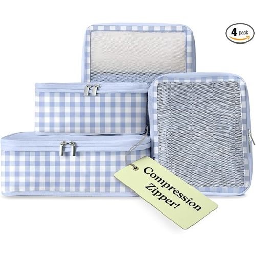 Packing Cubes, Blue Gingham