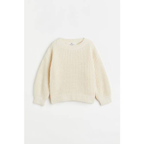 Knit Chenille Sweater, Round Neck, Long sleeve, Light beige - size 3/4T (2-4Y)