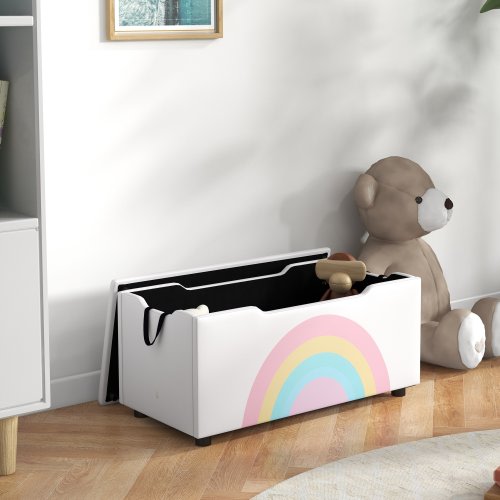 Qaba Toy Box Chest, Lightweight Toy Organizer with Storage, White