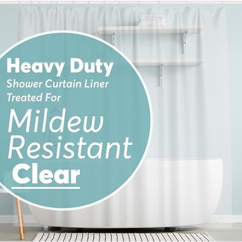 BigFoot Clear Shower Curtain Liner - 72x72 Odorless Plastic with Magnets, Washable Long Bathroom Curtain - Premium PEVA Waterproof Bath Shower Liner, Rust-Proof Bathroom Essentials
