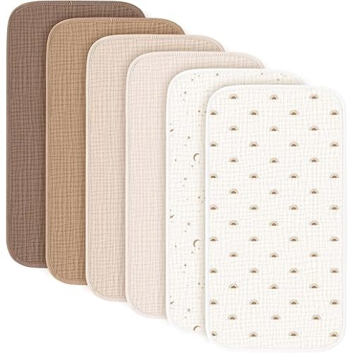 Konssy 6-Pack Muslin Baby Burp Cloths, Large 100% Cotton Burping Clothes, Soft & Absorbent for Newborns, Baby Boys and Girls
