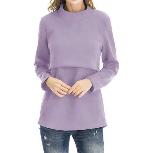 Smallshow Women's Fleece Nursing Tops Shirts Long Sleeve Breastfeeding Clothes
