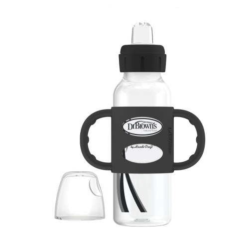 Dr. Brown's Milestones Narrow Sippy Spout Bottle with Silicone Handles, 8 oz/250 mL