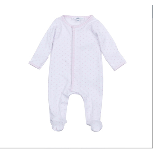 Gingham Dots Footie in Pink
