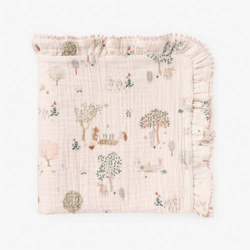 Garden Picnic Organic Muslin Security Blanket PINK / 20X20