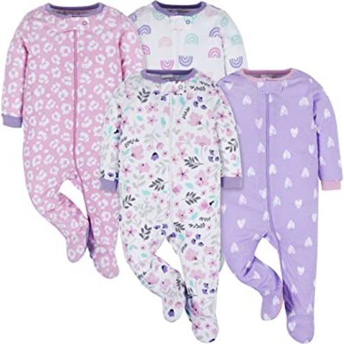 Onesies Brand Baby Girls' 4-pack Sleep 'N Play Footies Multi Pack