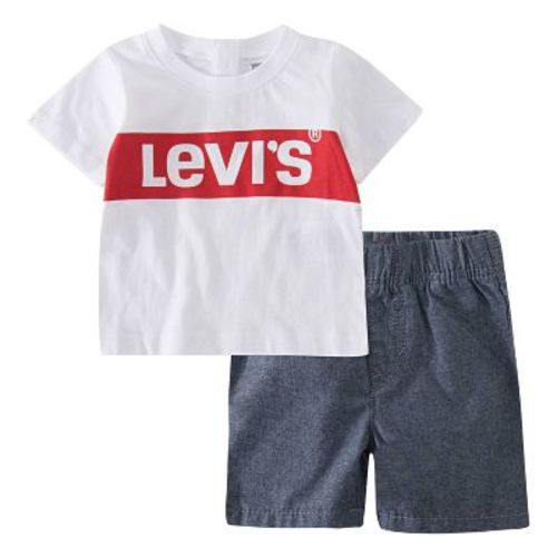 Levi's® Baby Boys' 2pc Box Tab Short Sleeve Top & Bottom Set - White 6M