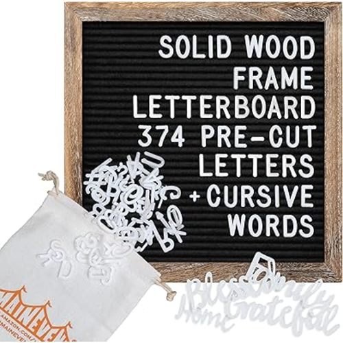 Felt Letter Board with Precut Letters Number Set 10x10 Inch, First Day School Board, Changeable Black Message Word Classroom Decor Baby Announcement Sign Wifi Password New Pregnancy