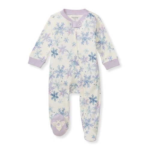 Burt's Bees Baby Baby Girls Pajamas Sleep and Play, Soft 100% Organic Cotton One-Piece PJ with Non-Slip Bee Grip Footies