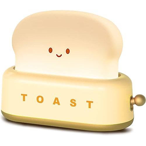QANYI Small Table Lamp, Cute Toast Bread LED Bedroom Nightstand Light with Timer and Rechargeable, Cool Birthday Gift for Baby Kids Children Girls Boys