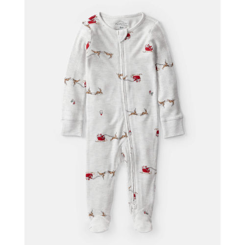 Baby Santa Print PurelySoft Long-Sleeve Sleep & Play Pajamas - Grey - Carter's | Carter's 9mo