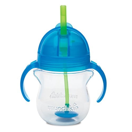 Munchkin Any Angle Weighted Straw Trainer Cup with Click Lock Lid, 7 Ounce, Blue