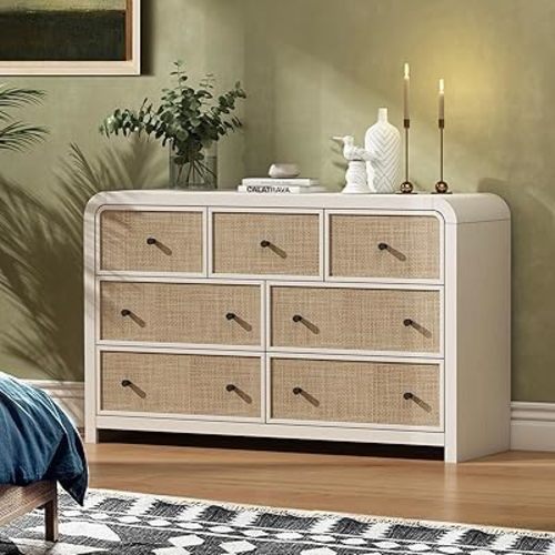 7 Drawer Dresser, 49'' Rattan Dresser