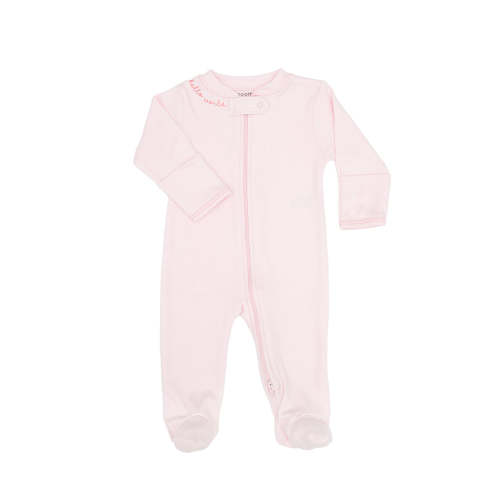 Hello World Zipper Footie in Pink