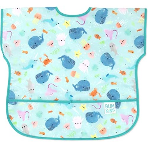 Bumkins Bibs, Baby and Toddler Bibs, Bibs for Girls and Boys, Large for 1-3 Years, Short Sleeve Waterproof Bib for Kids