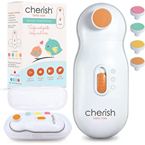 Cherish Baby Nail Trimmer Electric, Baby Nail File, Baby Electronic Nail Kit with Electric Nail Trimmer for Baby, Toddler, Infant, Alternative to Baby Nail Clipper, Baby Nail Kit