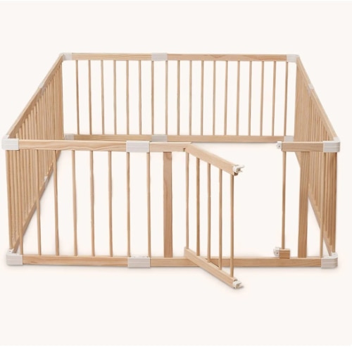 HARPPA Baby Gate Playpen, DIY Foldable Wooden Play Gate, Non-Toxic Foldable Wooden Play Yard for Babies & Toddlers, Adjustable DIY Baby Fence, Large & Small Safe Play Area, Easy-Assembly Natural Finish Indoor Playpen, DIY Playpen Foldable Wooden Playpen,