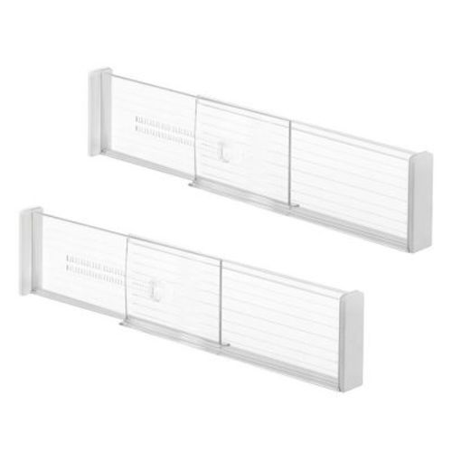 iDesign Plastic Adjustable Deep Drawer Dividers - Set of 2 - Clear