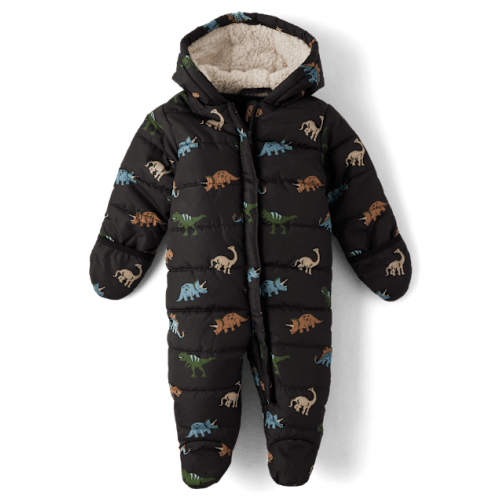 Baby Boys Dino Snowsuit - Black