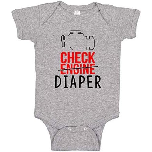 Check Engine Diaper Funny Mechanic Pregnancy Announcement Baby One Piece Infant Bodysuit T-Shirt