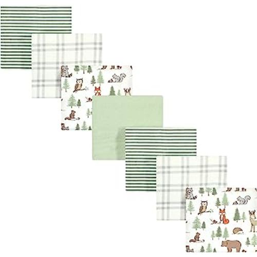 Hudson Baby Unisex Baby Cotton Flannel Receiving Blankets Bundle, Forest Animals, One Size