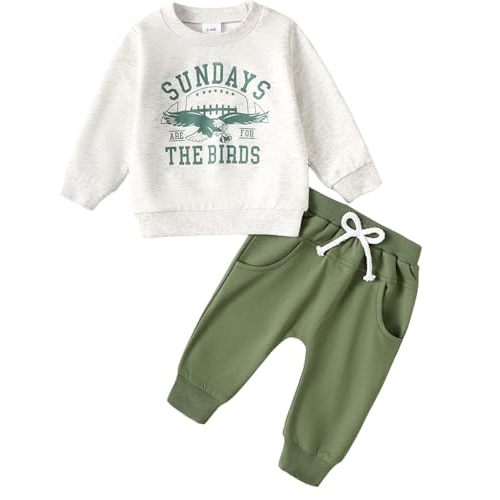 Yvowming Toddler Baby Boy Fall Winter Clothes Letter Print Long Sleeve Sweatshirt Pullover Tops Pants Outfits Set