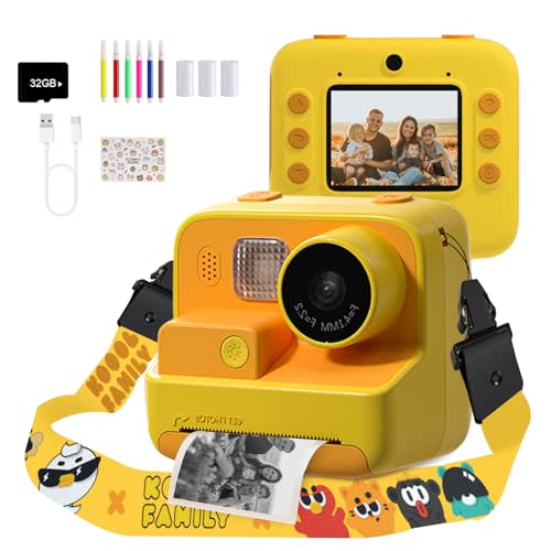 Mafiti Kids Camera Instant Print, 48MP Digital Camera Selfie 1080P Video with 32G TF Card, Toys Gifts for Girls Boys Aged 3-12 for Christmas/Birthday/Holiday (Orange)