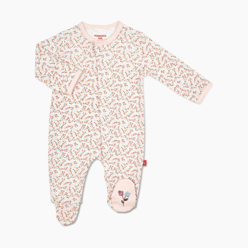 Magnetic Me Organic Cotton Footie - Bedford Floral, 6-9 M