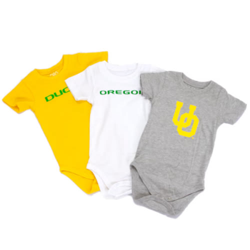 Infant 3 Pack Wes and Willy Oregon/UO/Ducks Onesie Set