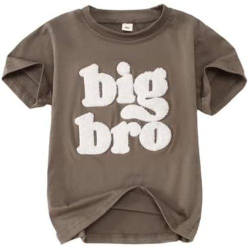 SOFEON Big Brother Shirt Toddler Baby Boy Big Bro Chenille Patch Letter T-Shirt Announcement Tees Summer Short Sleeve Top