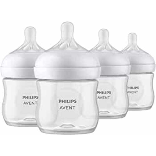 Philips AVENT Natural Baby Bottle with Natural Response Nipple, Clear, 4oz, 4pk, SCY900/04