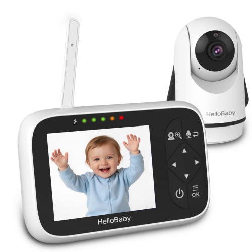 HelloBaby Monitor with Camera & Audio, IR Night Vision, Pan Zoom, 1000ft Range