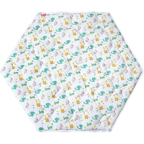 Hexagon Playpen Mat, Dinosaur Print Baby Playmat Kids Tent Mat Hexagon Rug Mat Suitable for Regalo My Play Portable Play Yard Six Pannel Playpen