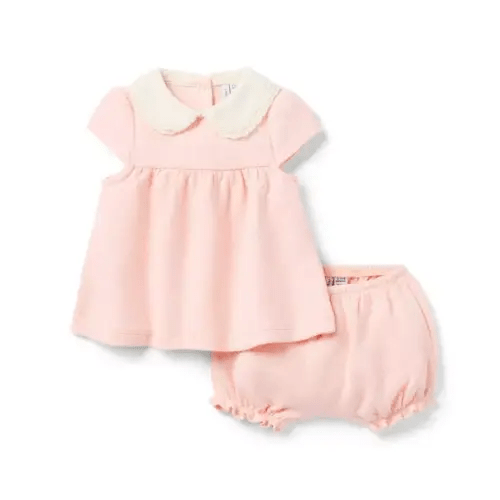 Newborn Pale Pink Baby Crochet Collar Matching Set by Janie and Jack