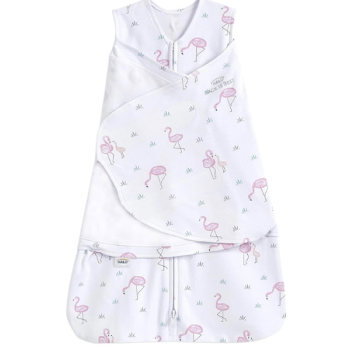 HALO 100% Cotton Sleepsack Swaddle, 3-Way Adjustable Wearable Blanket, TOG 1.5, Flamingos, Newborn, 0-3 Months